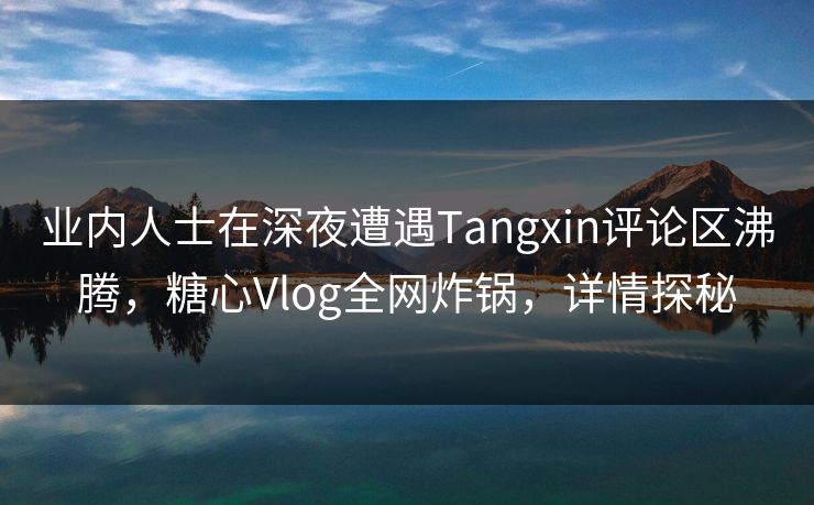 业内人士在深夜遭遇Tangxin评论区沸腾，糖心Vlog全网炸锅，详情探秘