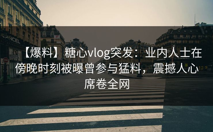 【爆料】糖心vlog突发：业内人士在傍晚时刻被曝曾参与猛料，震撼人心席卷全网  第1张