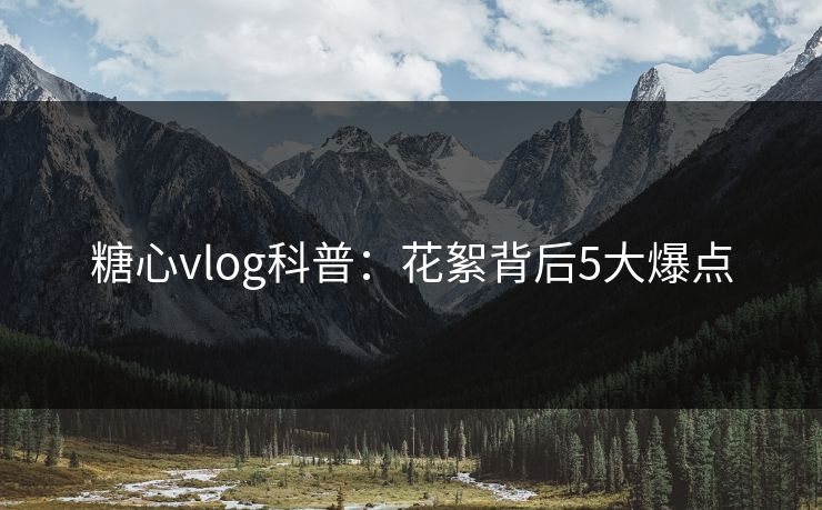 糖心vlog科普：花絮背后5大爆点