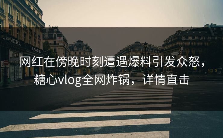 网红在傍晚时刻遭遇爆料引发众怒，糖心vlog全网炸锅，详情直击