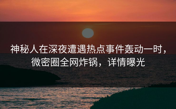 神秘人在深夜遭遇热点事件轰动一时,微密圈全网炸锅,详情曝光 第2张 神秘人在深夜遭遇热点事件轰动一时,微密圈全网炸锅,详情曝光 第2张